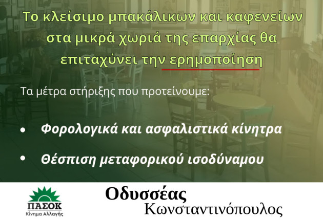 Οδυσσέας Κωνσταντινόπουλος: «Χωρίς το καφενείο και το παντοπωλείο, το χωριό μας έχει τελειώσει»